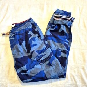 Mini Boden boys size 11 years blue camo lined pull on jogger style pants VVGUC